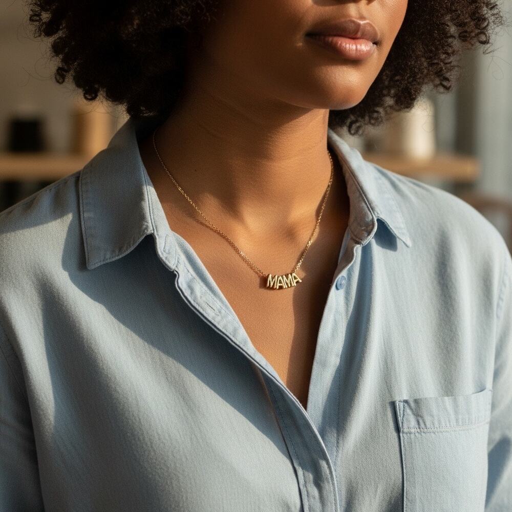 3/$25 - MAMA Necklace Gold Charms Gift for Mom